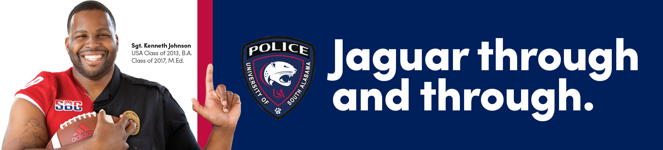 Officer Johnson with text Jaguar Through and through