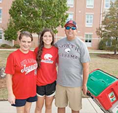 Jaguar Student and Parents on move-in day