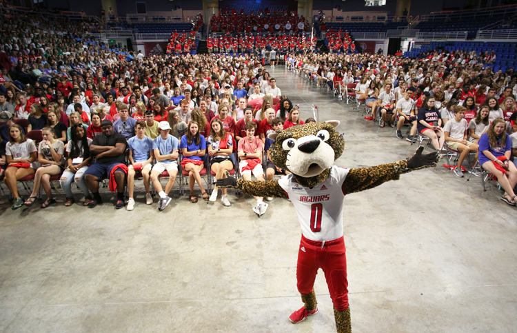 SouthPaw with the class of 2025 at Convocation