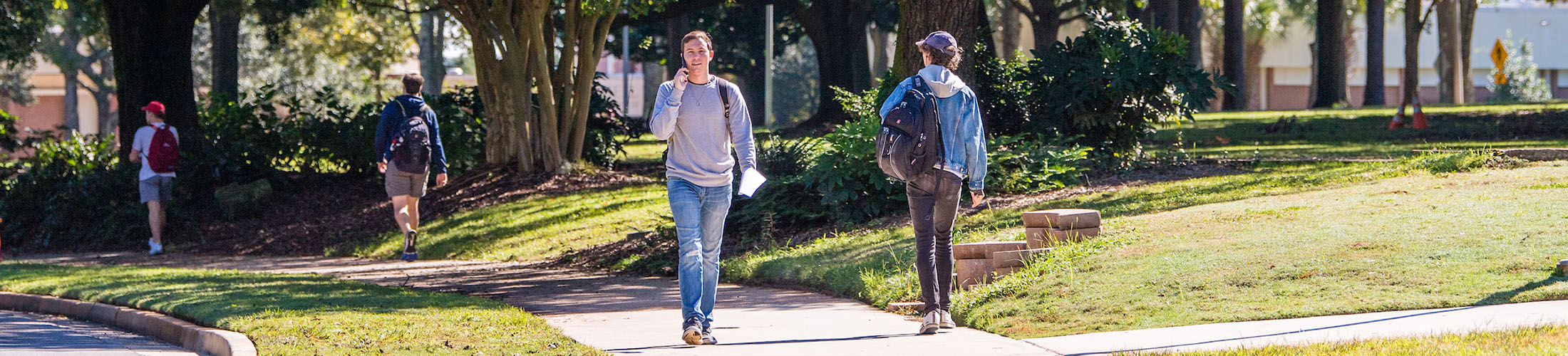 People walking on campus