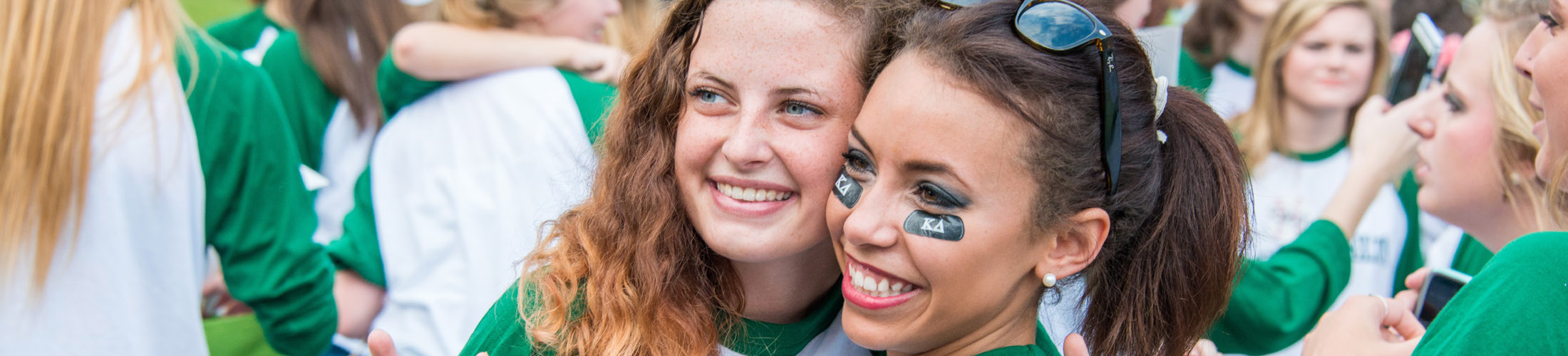 Two female students at Bid Day for Sororities